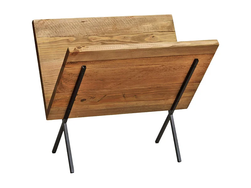 Porte-revues en bois recyclé et pieds filaires en métal noir - CHALET