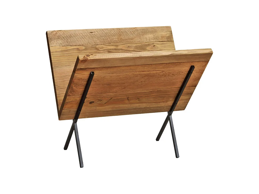 Porte-revues en bois recyclé et pieds filaires en métal noir - CHALET