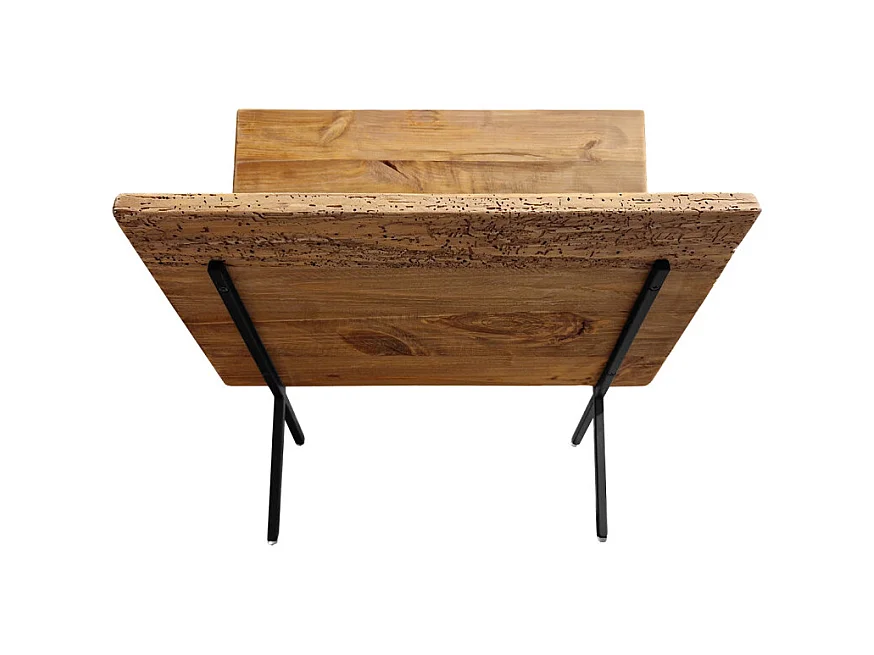 Porte-revues en bois recyclé et pieds filaires en métal noir - CHALET