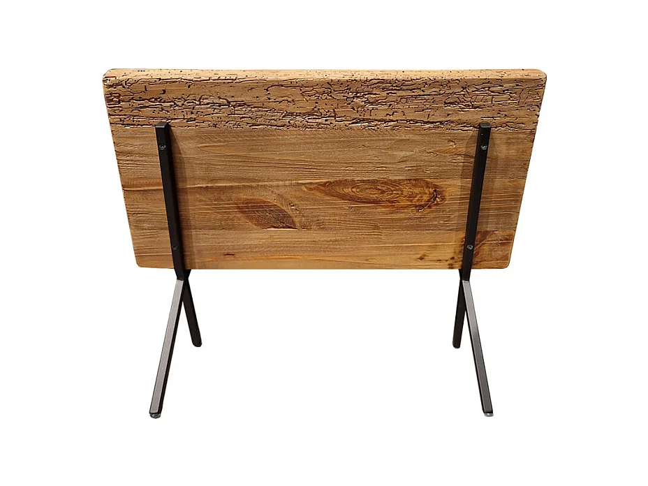 Porte-revues en bois recyclé et pieds filaires en métal noir - CHALET