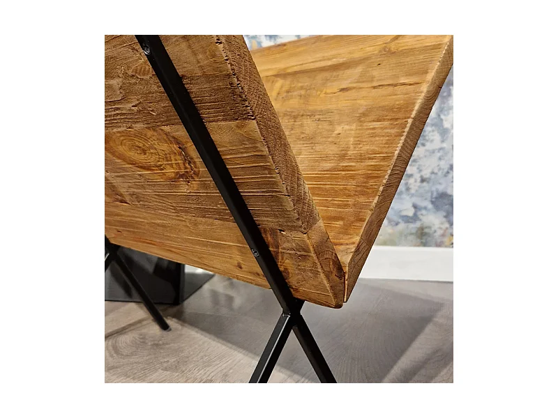 Porte-revues en bois recyclé et pieds filaires en métal noir - CHALET