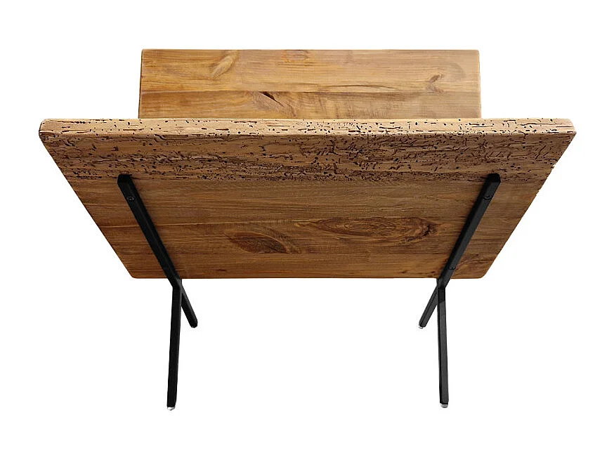 Porte-revues en bois recyclé et pieds filaires en métal noir - CHALET