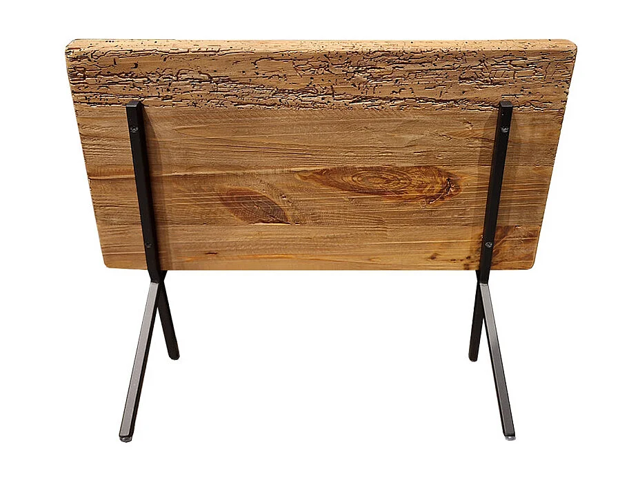 Porte-revues en bois recyclé et pieds filaires en métal noir - CHALET