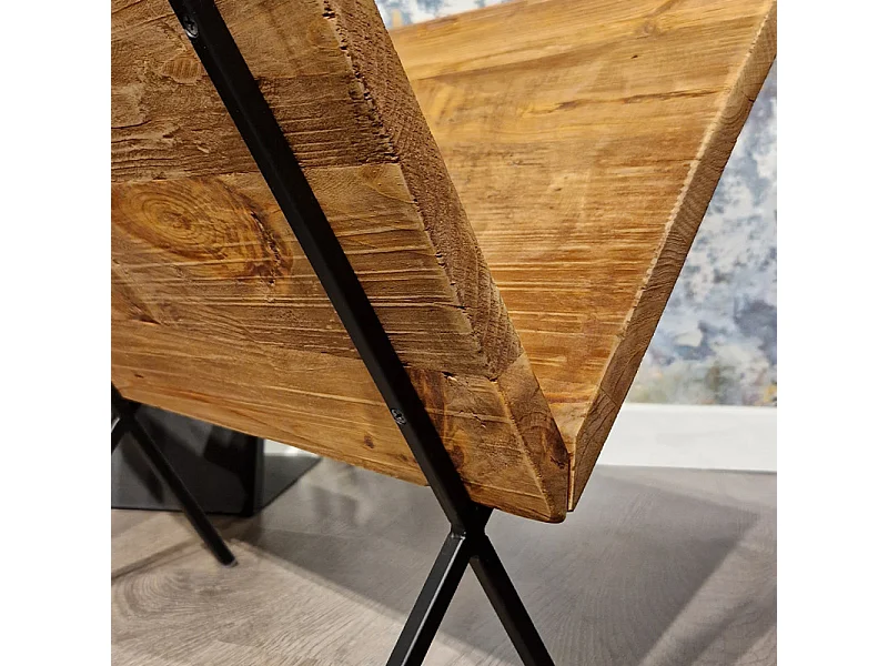 Porte-revues en bois recyclé et pieds filaires en métal noir - CHALET