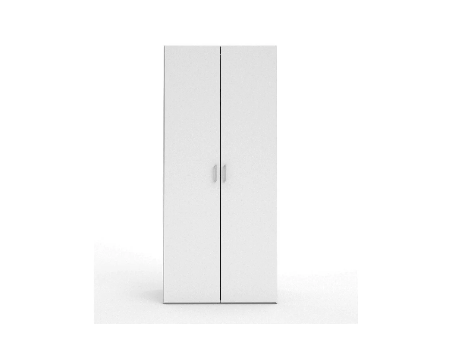 Kledingkast met twee draaideuren met twee interne planken en kleerhangerstang, kleur wit, afmetingen 77 x 175 x 49 cm