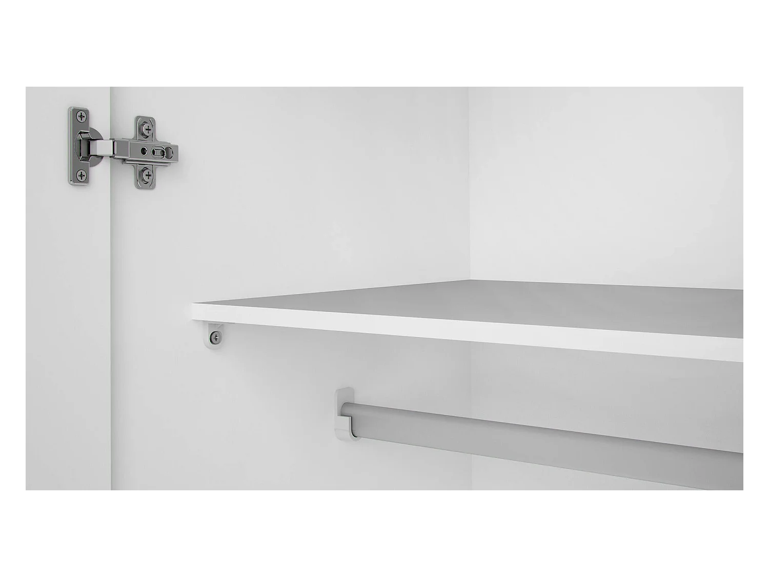 Kledingkast met twee draaideuren met twee interne planken en kleerhangerstang, kleur wit, afmetingen 77 x 175 x 49 cm