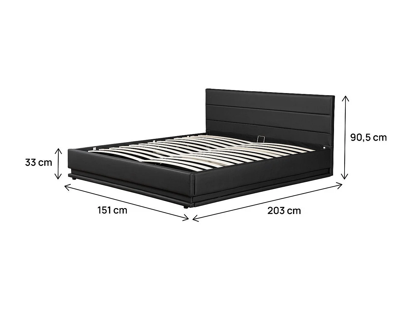 Lit LED avec coffre "Anastasia" - 140 x 190 cm - Noir