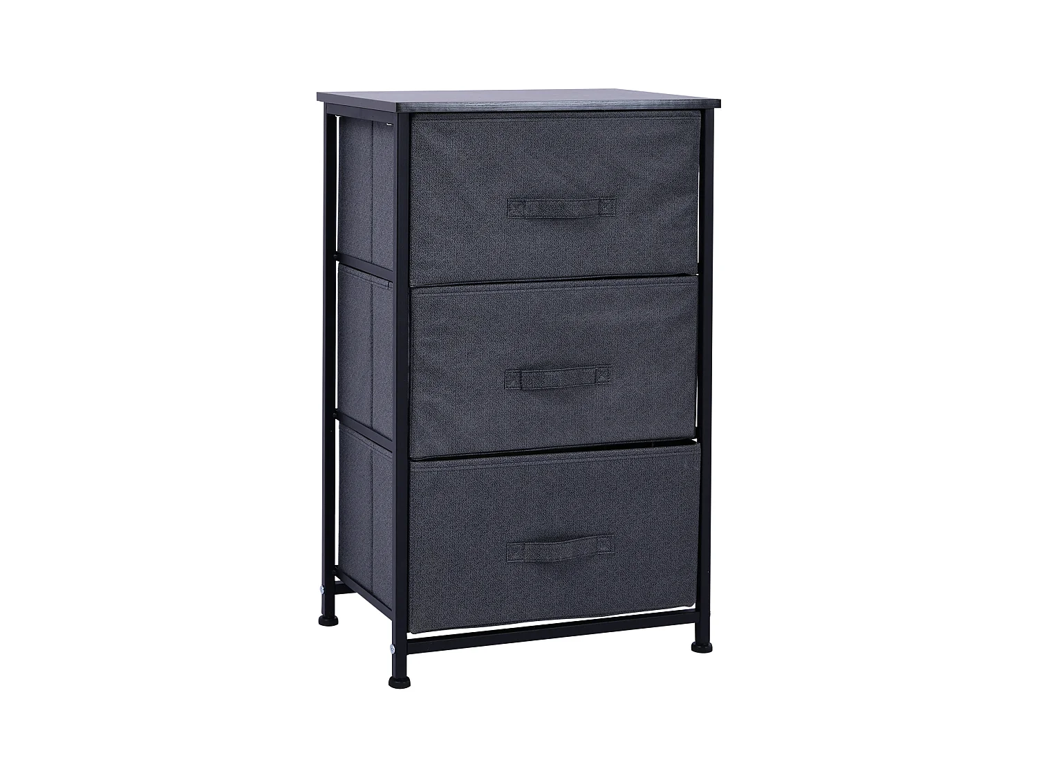Meuble de rangement chiffonnier design 3 ou 4 tiroirs métal MDF non tissé noir