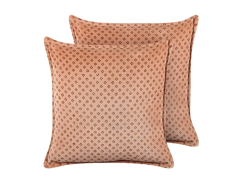 Dekokissen 2er Set mit Füllung Muster Samt rosa 45 x 45 cm Modern Rhodocoma