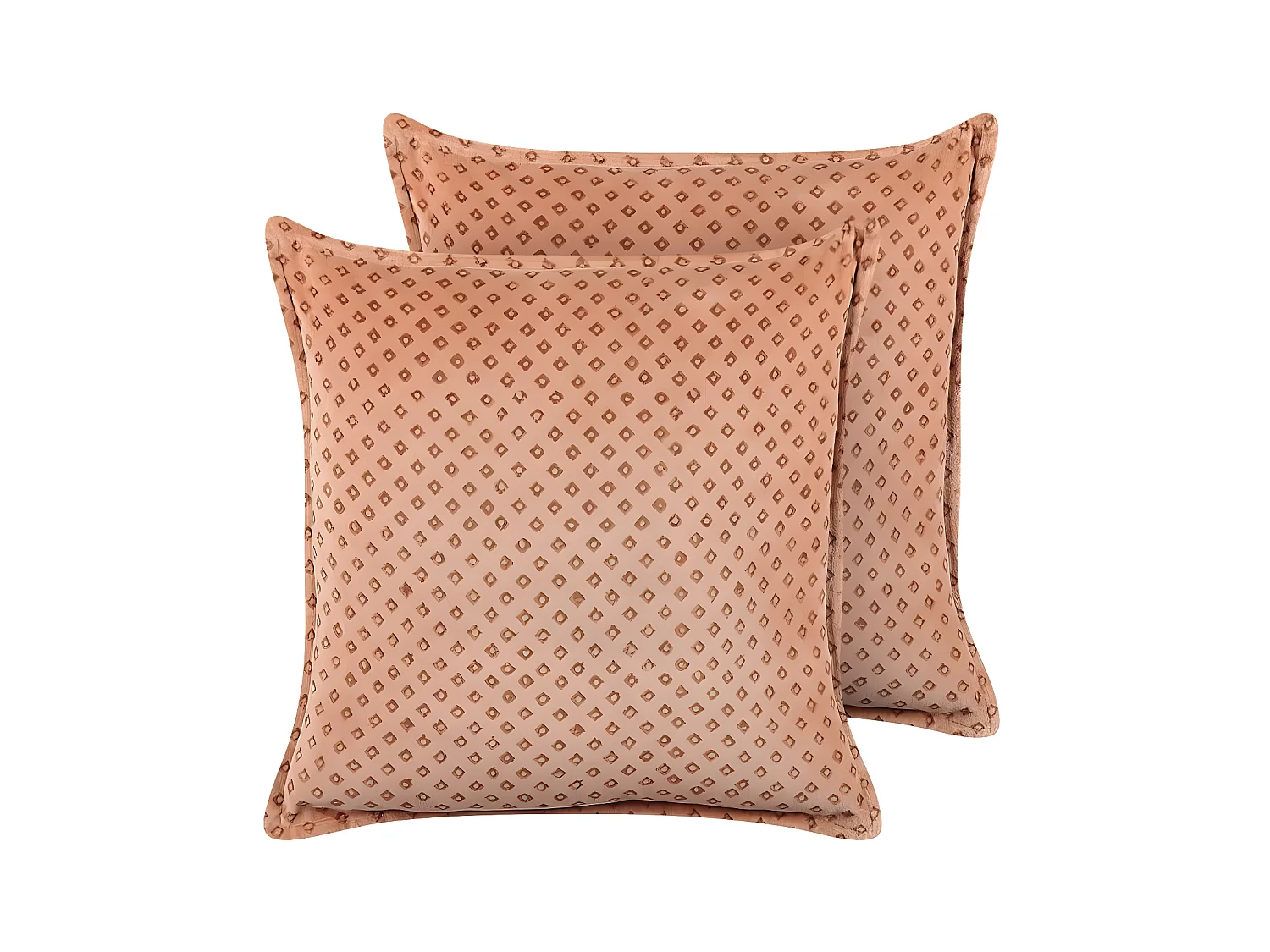 Lot de 2 coussins décoratifs RHODOCOMA Velours 45 x 45 cm Rose Motif géométrique