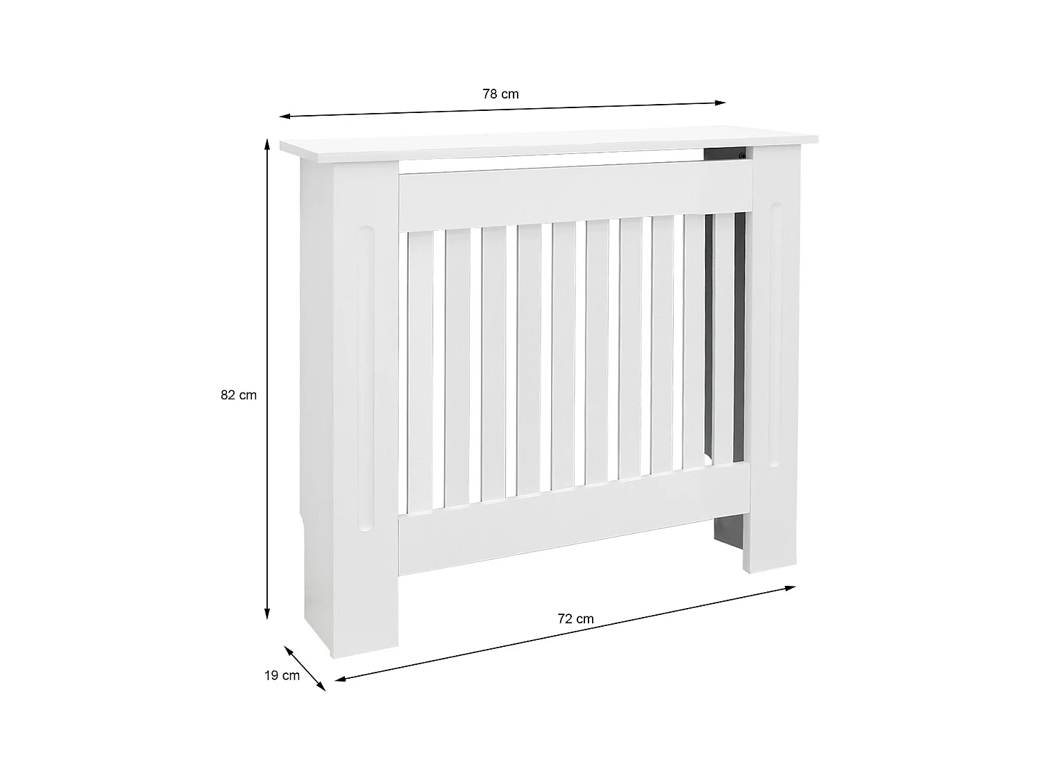 ECD Germany Copritermosifone in legno MDF bianco 78x19x82 cm stile casa di campagna con piano d'appoggio copertura protettiva per radiatore