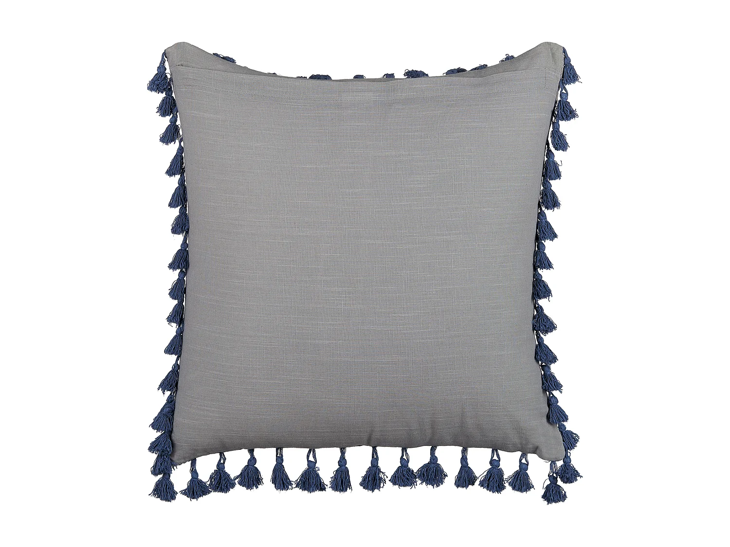 Dekokissen 2er Set mit Füllung Quasten Leinen / Baumwolle grau 45x45 cm Carpinus