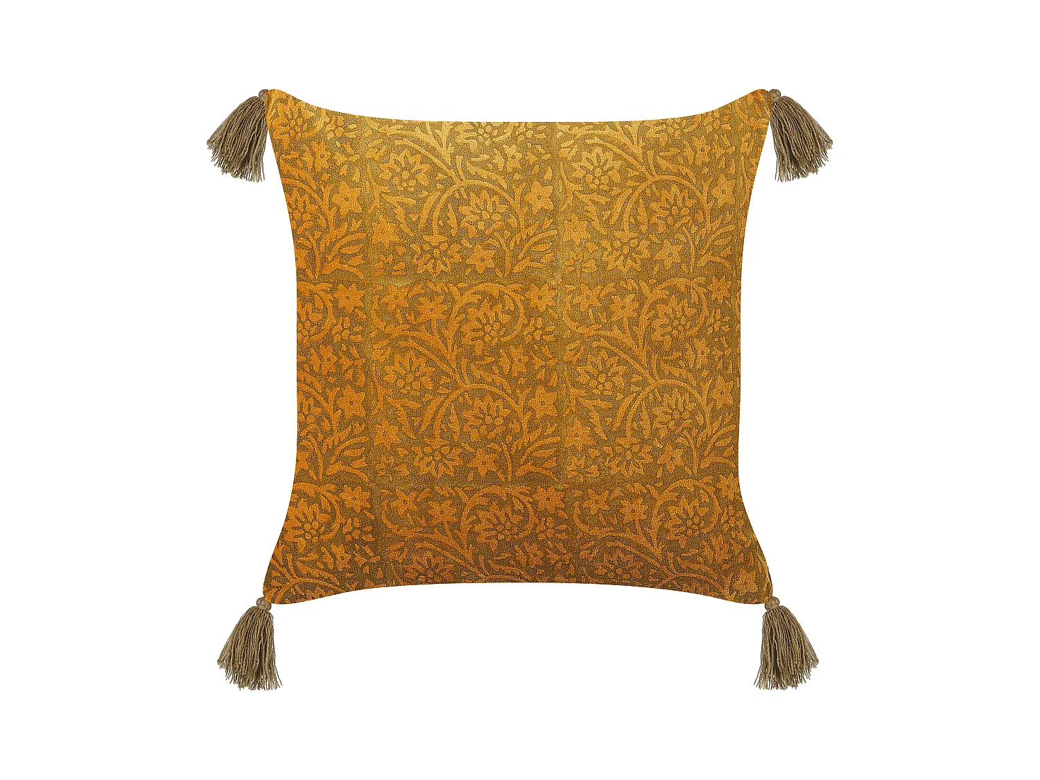 Lot de 2 coussins décoratifs RHEUM Velours 45 x 45 cm Jaune Motif floral