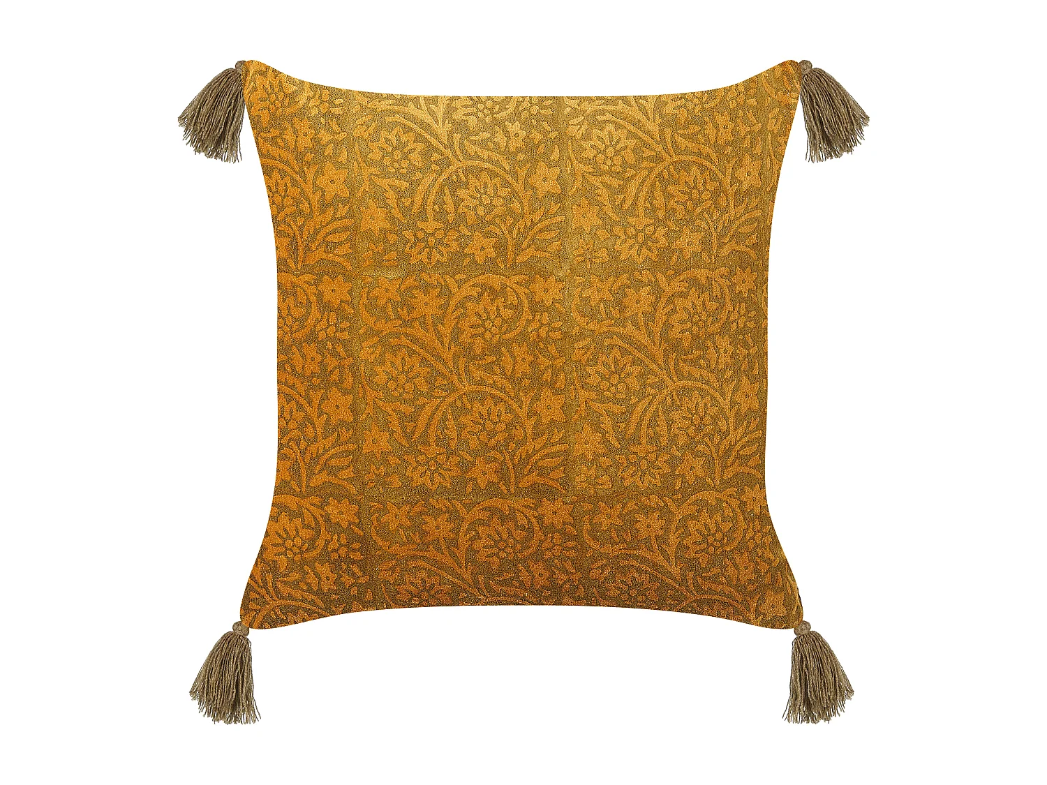 Lot de 2 coussins décoratifs RHEUM Velours 45 x 45 cm Jaune Motif floral