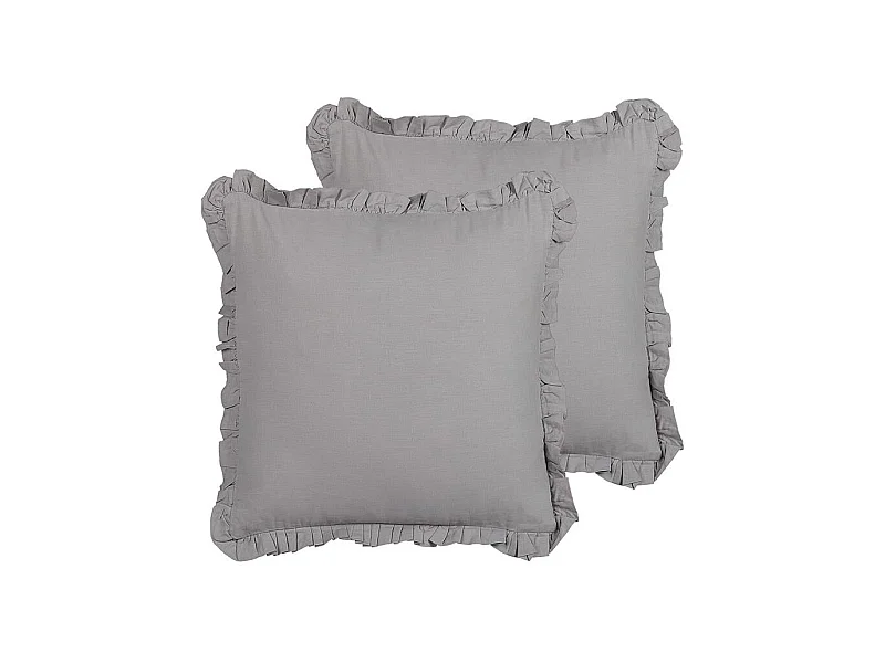 Dekokissen 2er Set mit Füllung Leinen / Baumwolle grau 45 x 45 cm Modern Glabra