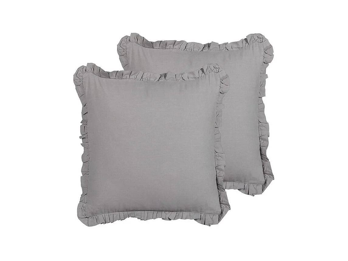 Dekokissen 2er Set mit Füllung Leinen / Baumwolle grau 45 x 45 cm Modern Glabra