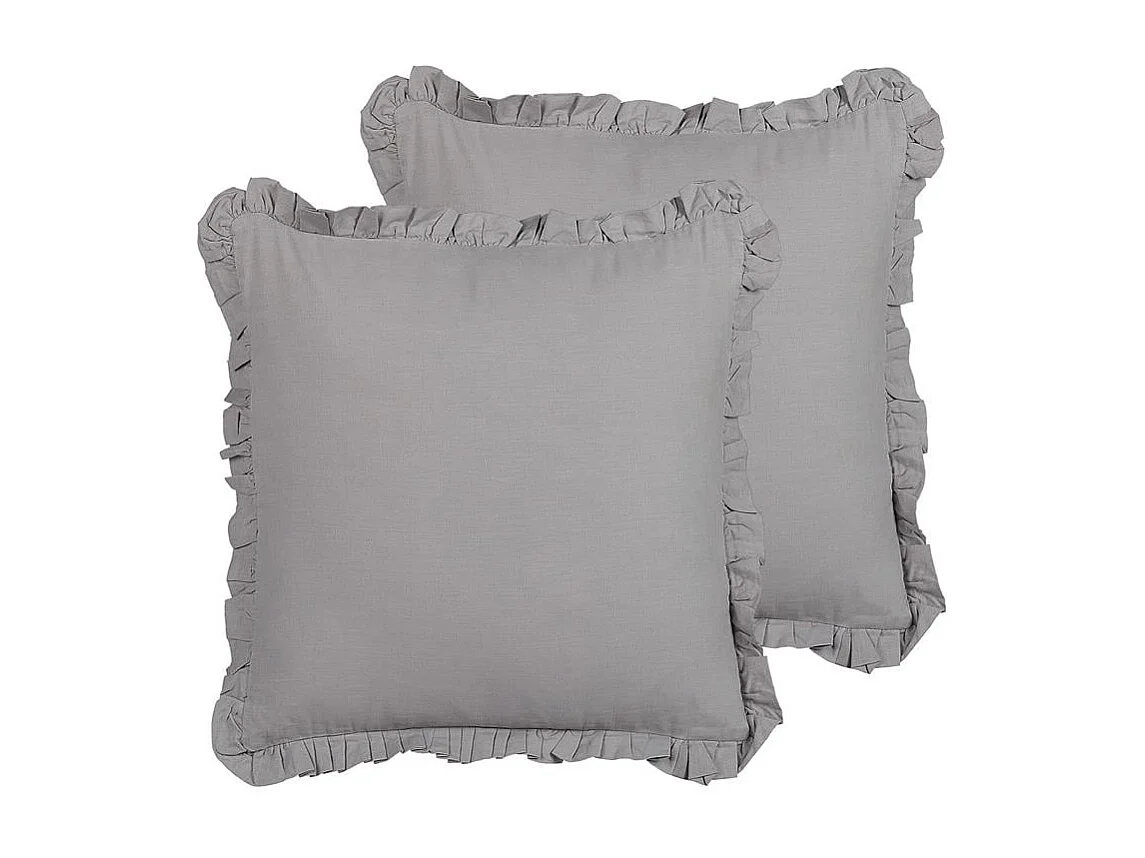 Dekokissen 2er Set mit Füllung Leinen / Baumwolle grau 45 x 45 cm Modern Glabra