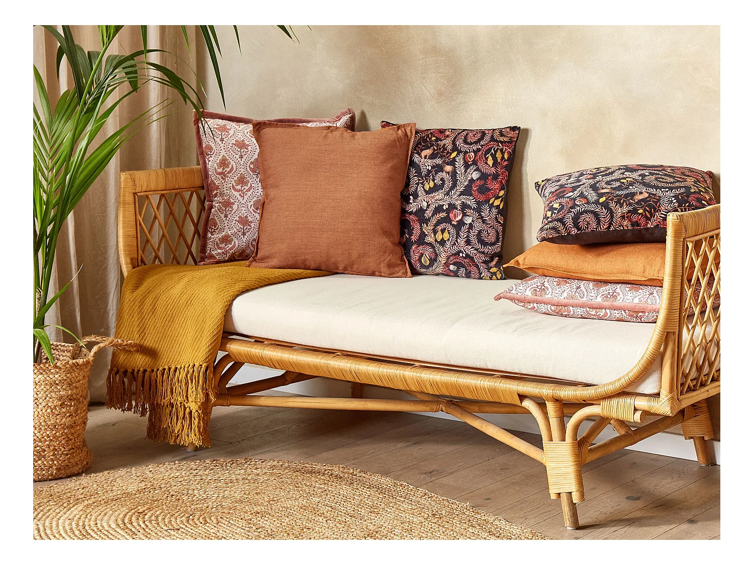 Lot de 2 coussins décoratifs SAGINA Lin 45 x 45 cm Orange Unicolore