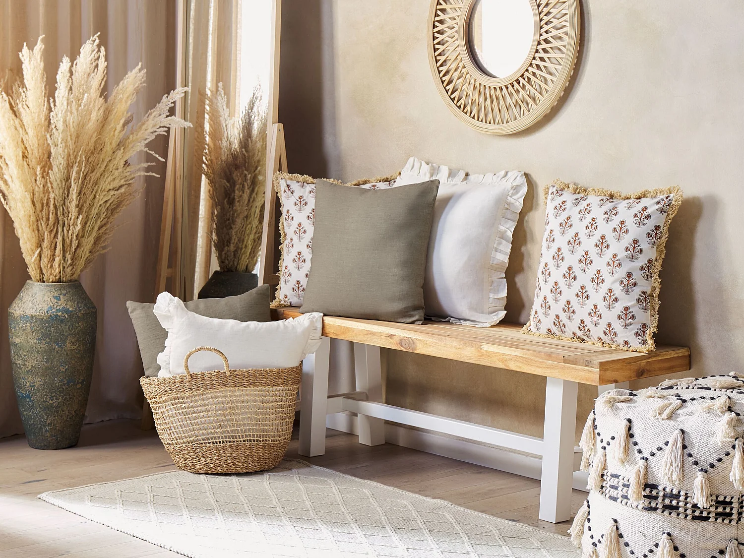 Lot de 2 coussins décoratifs SAGINA Lin 45 x 45 cm Taupe Unicolore