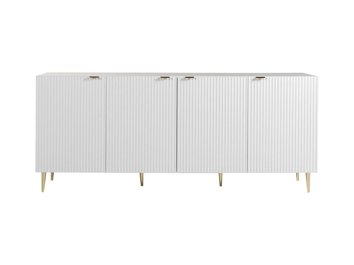 Sideboard mit 4 Türen - MDF & Stahl - Weiß & Goldfarben - YESINIA