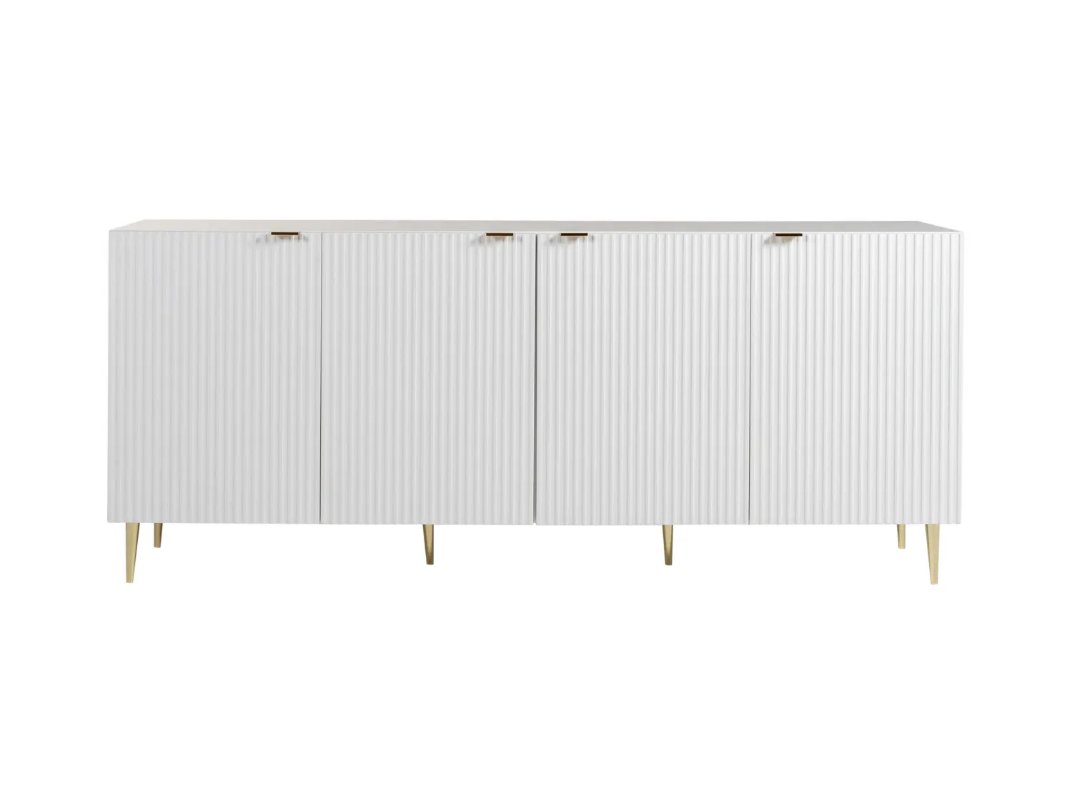 Buffet avec 4 portes en MDF et acier - Blanc et doré - YESINIA