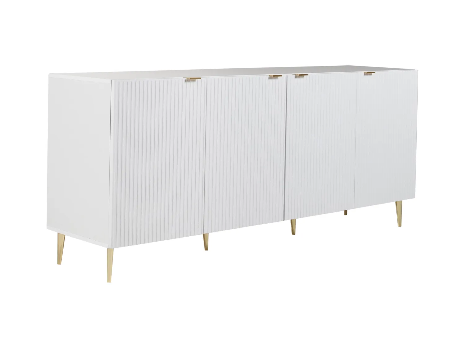 Buffet avec 4 portes en MDF et acier - Blanc et doré - YESINIA