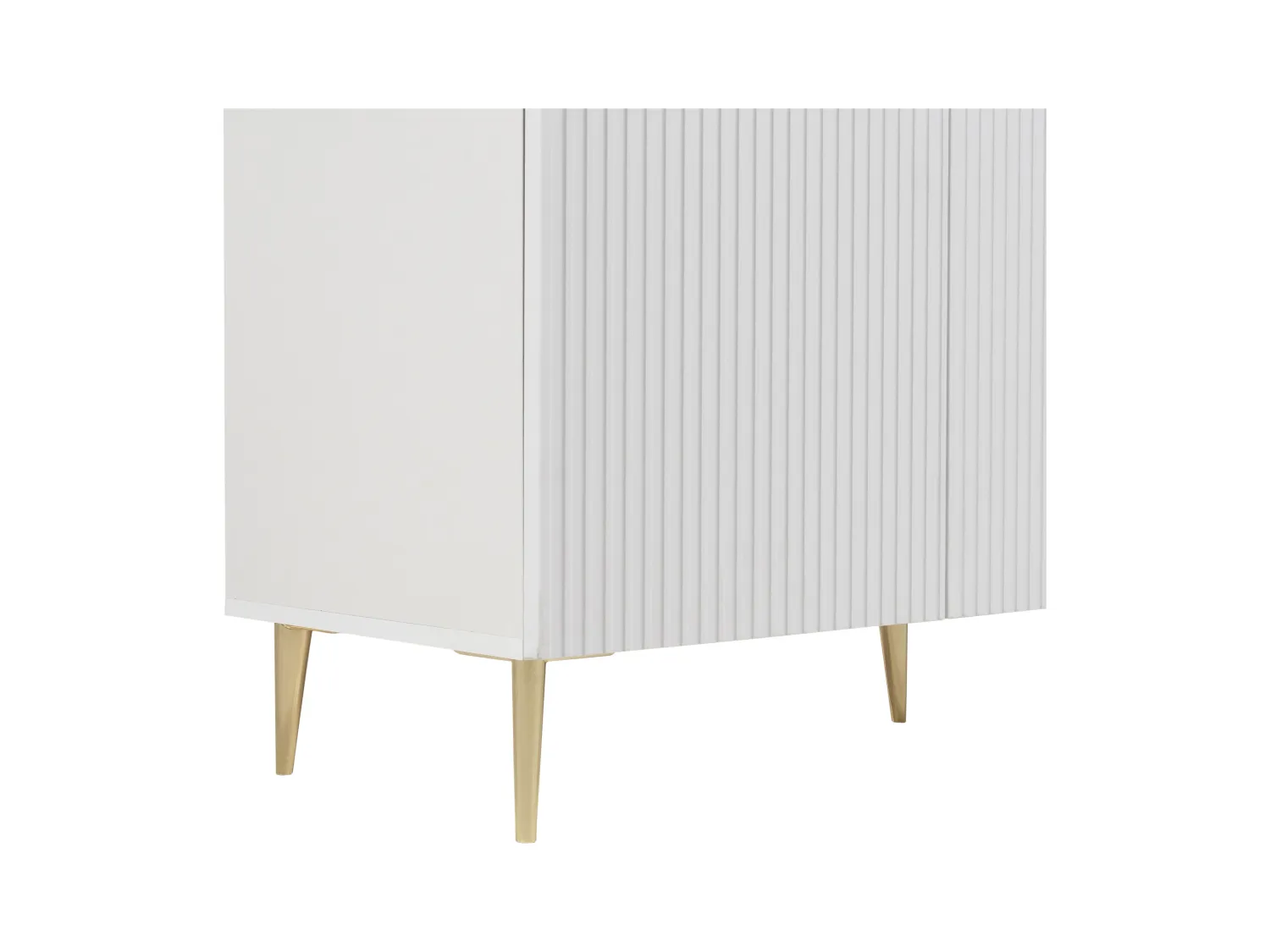 Buffet avec 4 portes en MDF et acier - Blanc et doré - YESINIA