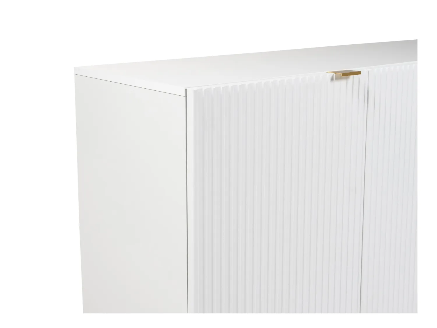 Buffet avec 4 portes en MDF et acier - Blanc et doré - YESINIA