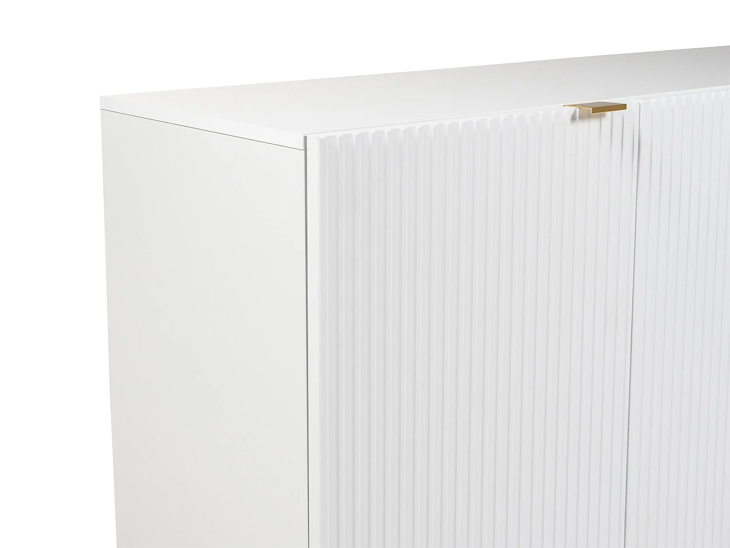 Buffet avec 4 portes en MDF et acier - Blanc et doré - YESINIA