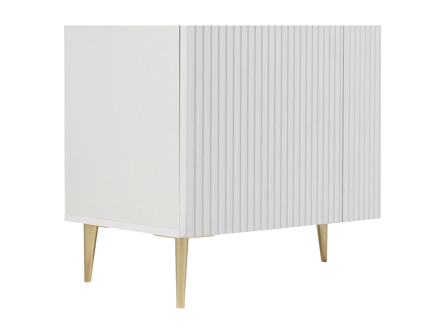 Buffet avec 4 portes en MDF et acier - Blanc et doré - YESINIA