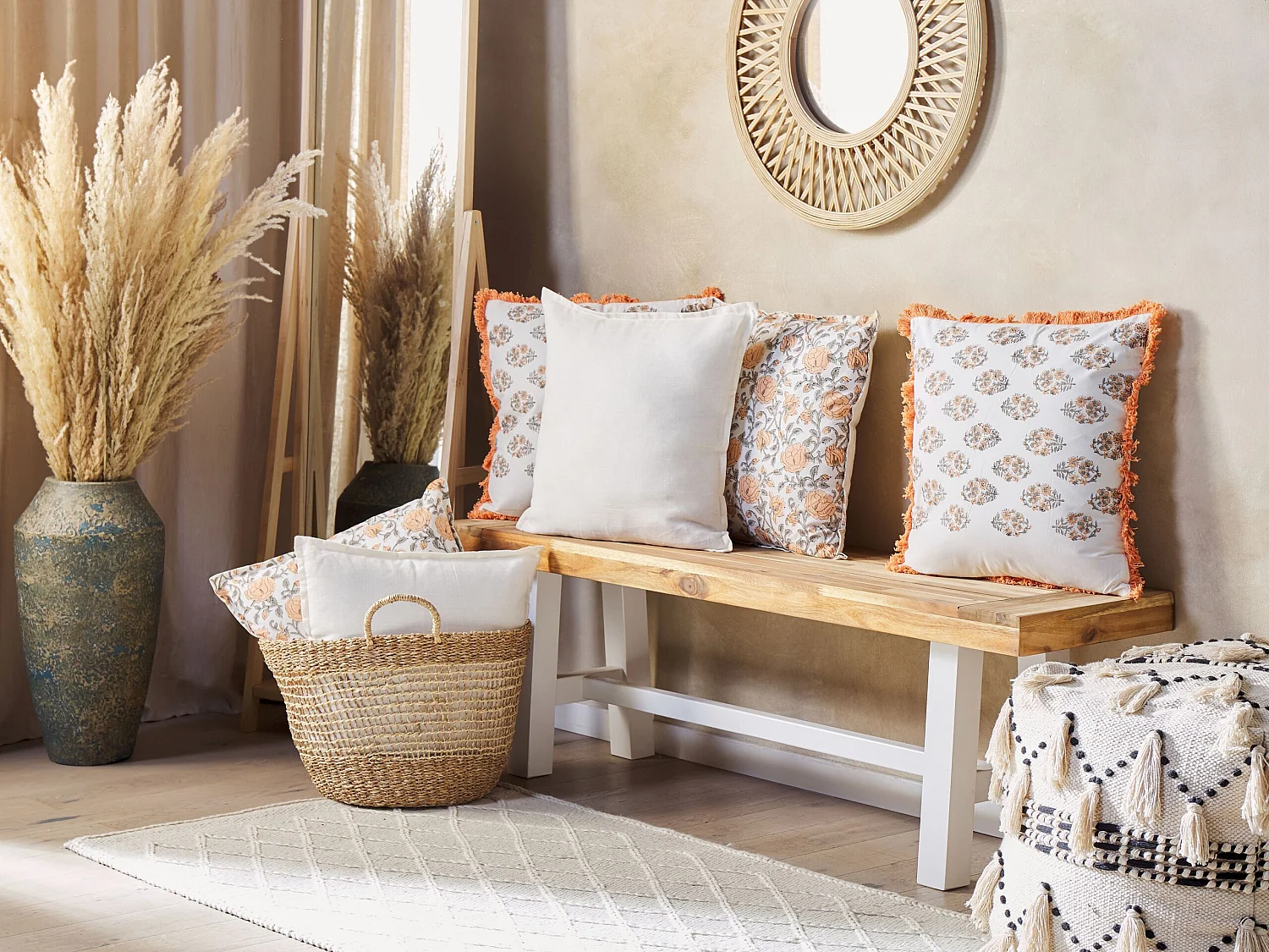 Set van 2 kussens Effen SUBULATA Linnen 45 x 45 cm Gebroken wit