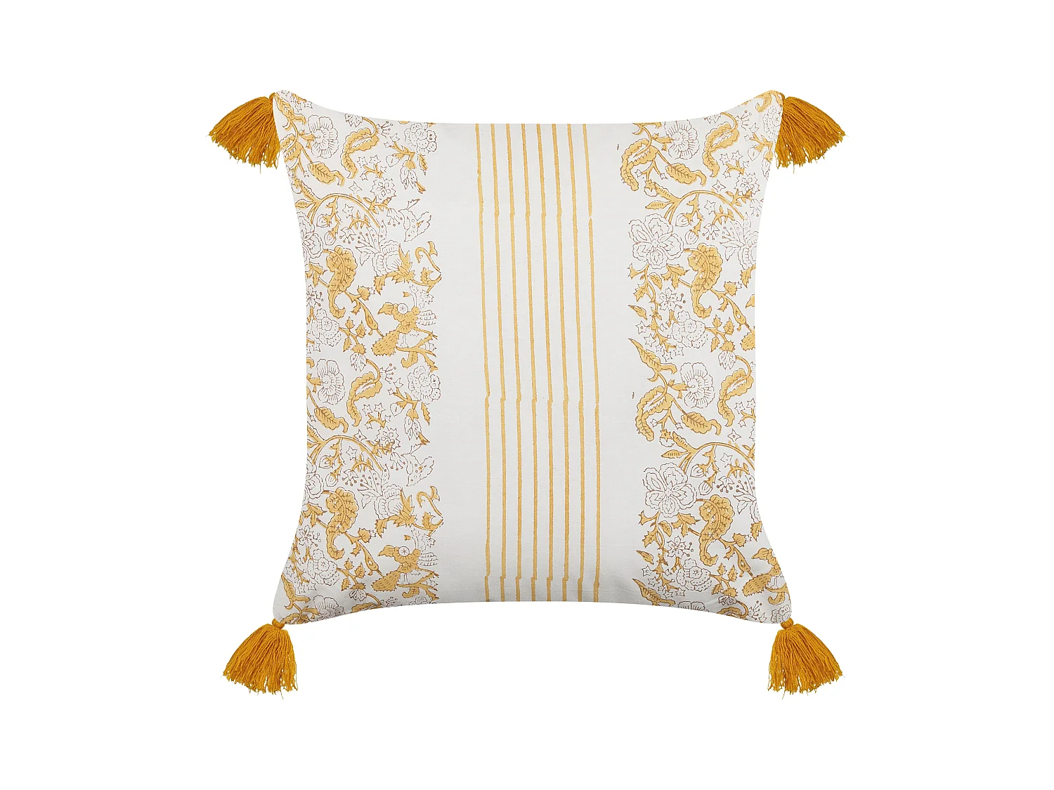 Poduszka dekoracyjna BILOBA Bawełna 45 x 45 cm Żółty Wzór kwiatowy