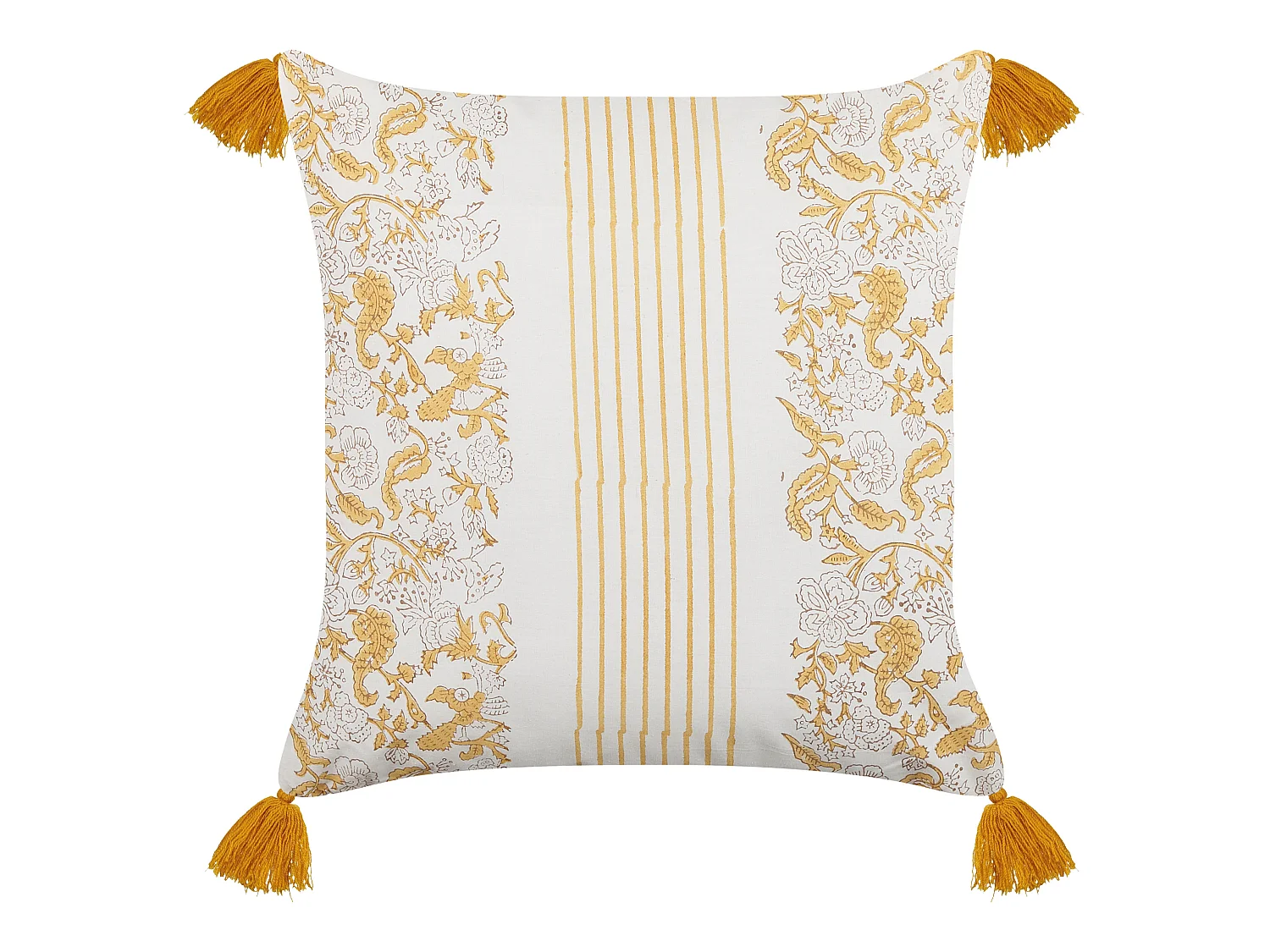 Coussin BILOBA Coton 45 x 45 cm Jaune Motif floral