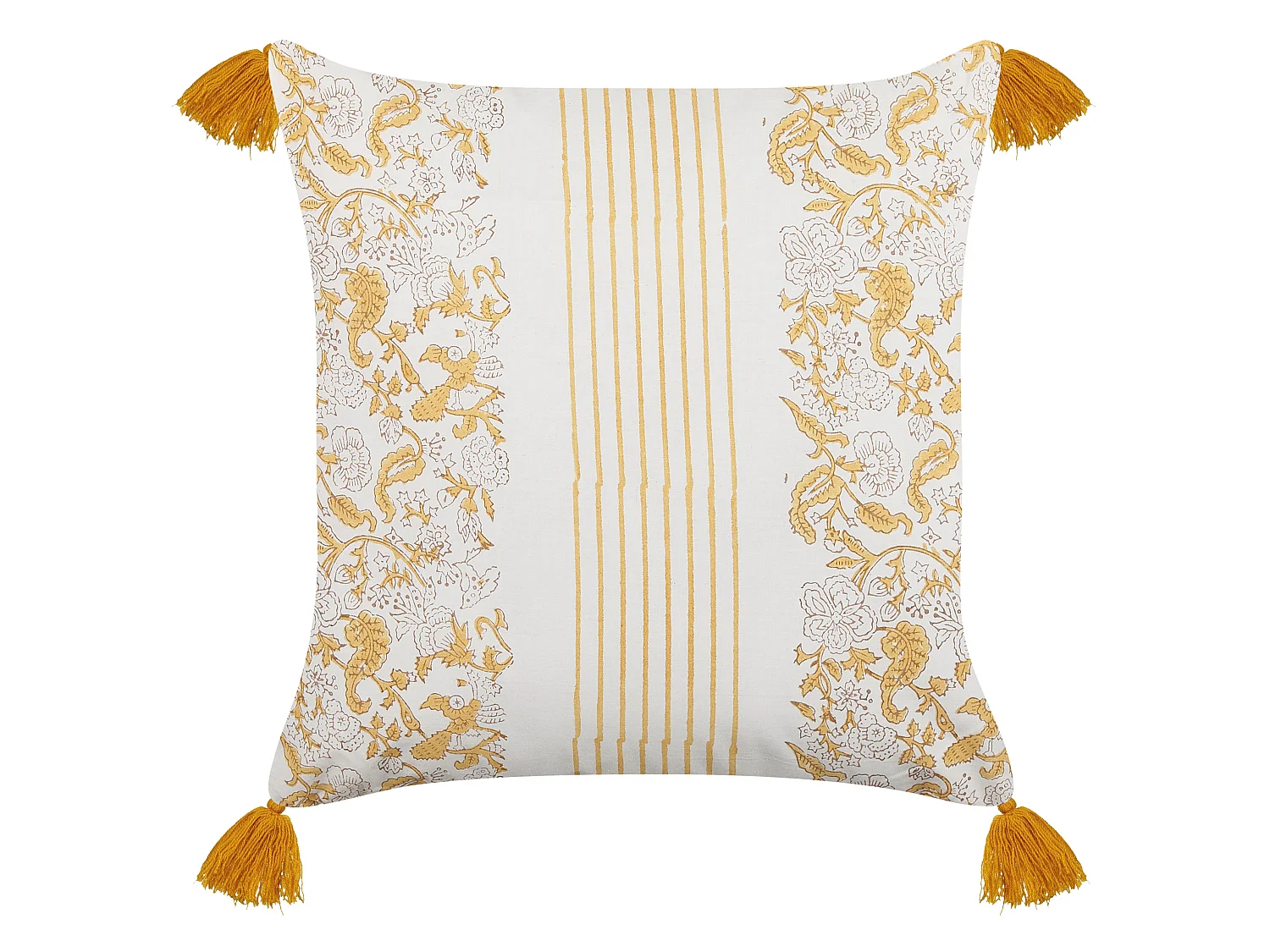 Cuscino decorativo BILOBA Cotone 45 x 45 cm Giallo Trama floreale