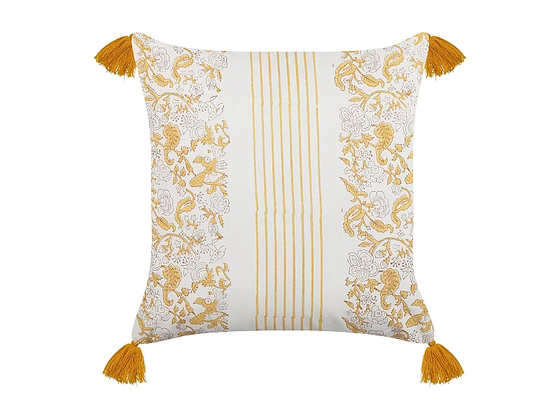 Coussin BILOBA Coton 45 x 45 cm Jaune Motif floral