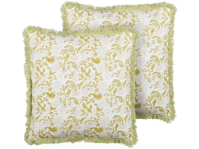 Lot de 2 coussins décoratifs FILIX Coton 45 x 45 cm Vert Motif floral