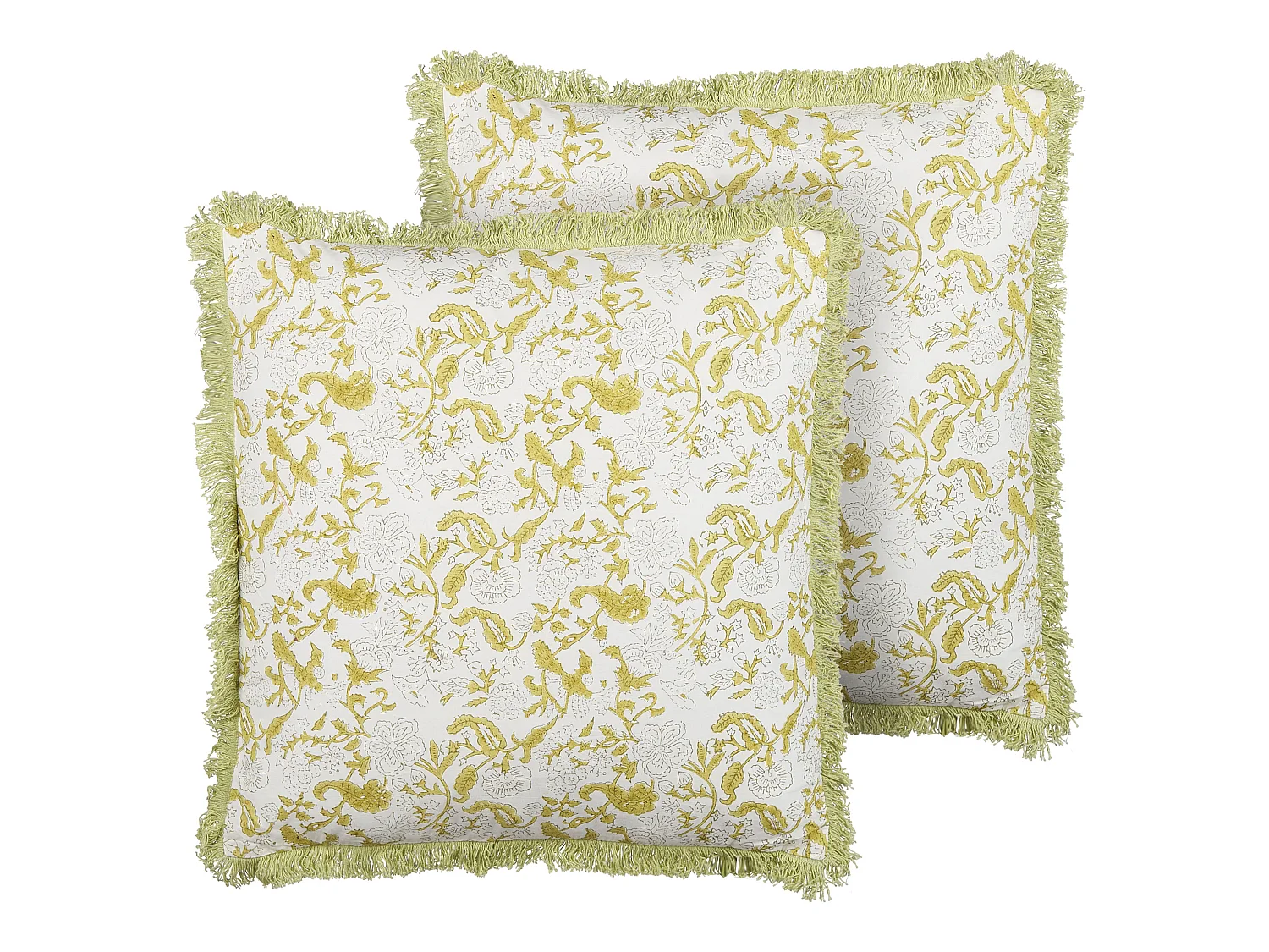 Zestaw 2 poduszek dekoracyjnych FILIX Bawełna 45 x 45 cm Zielony Wzór kwiatowy