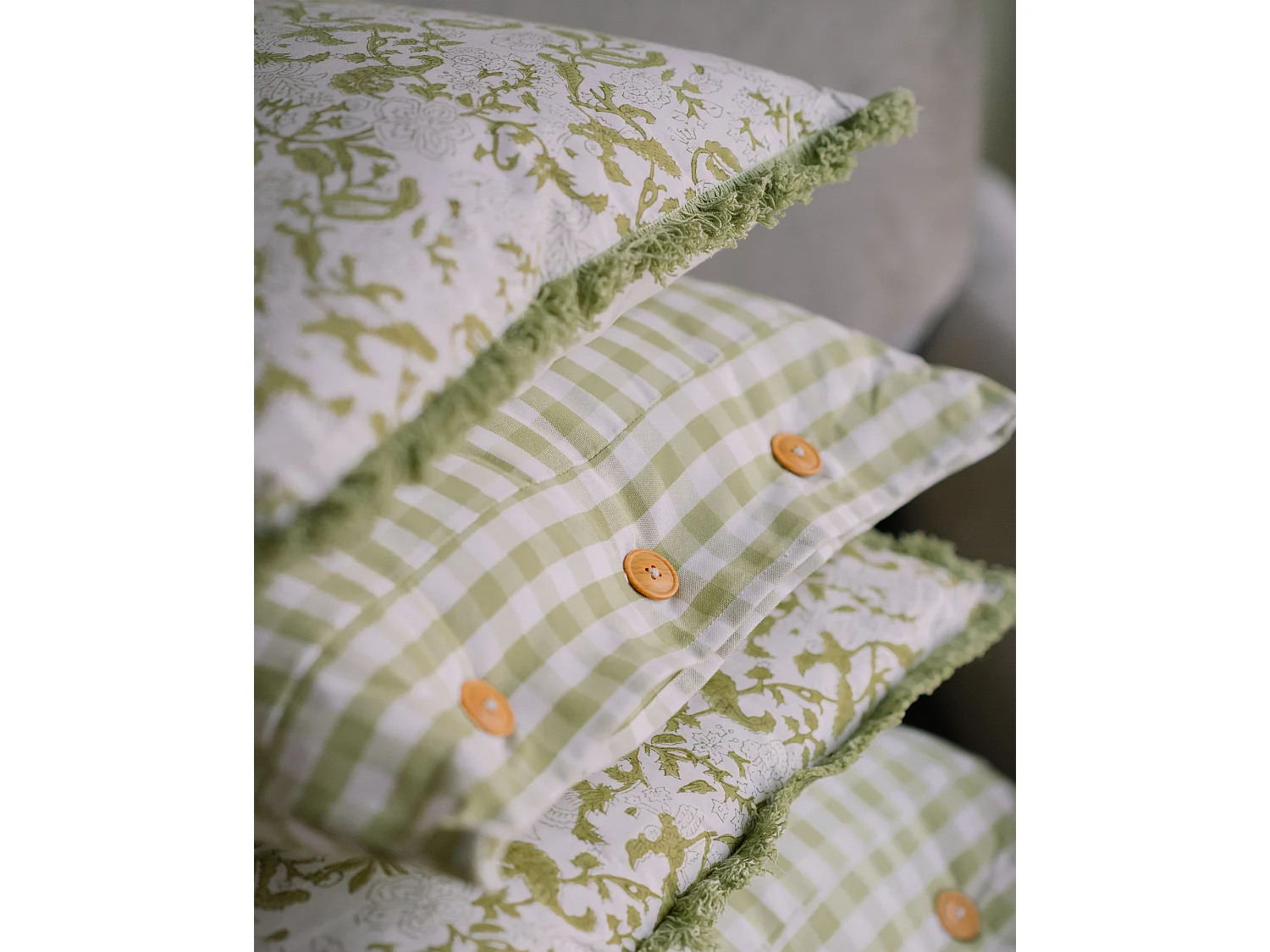Dekokissen 2er Set FILIX Baumwolle 45 x 45 cm Grün Blumenmuster