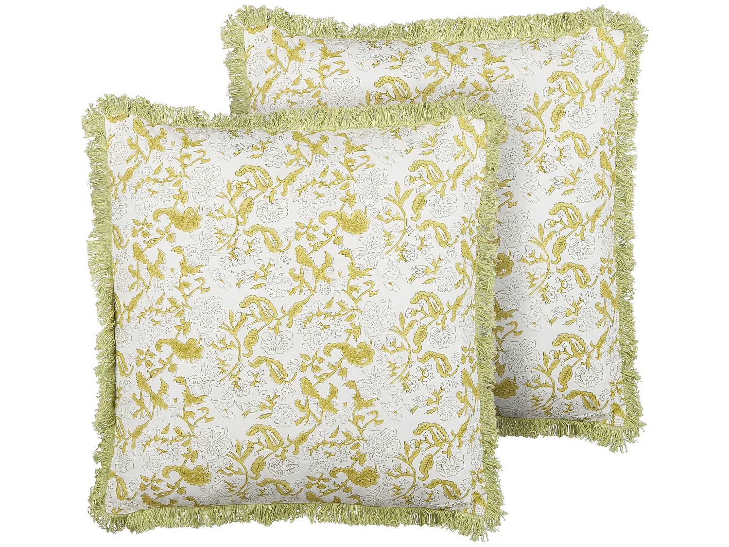 Conjunto de 2 cojines decorativos FILIX Algodón 45 x 45 cm Verde Patrón floral