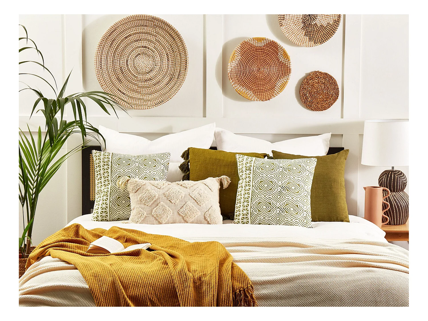 Conjunto de 2 almofadas decorativas LARICS Algodão 45 x 45 cm Verde Padrão oriental