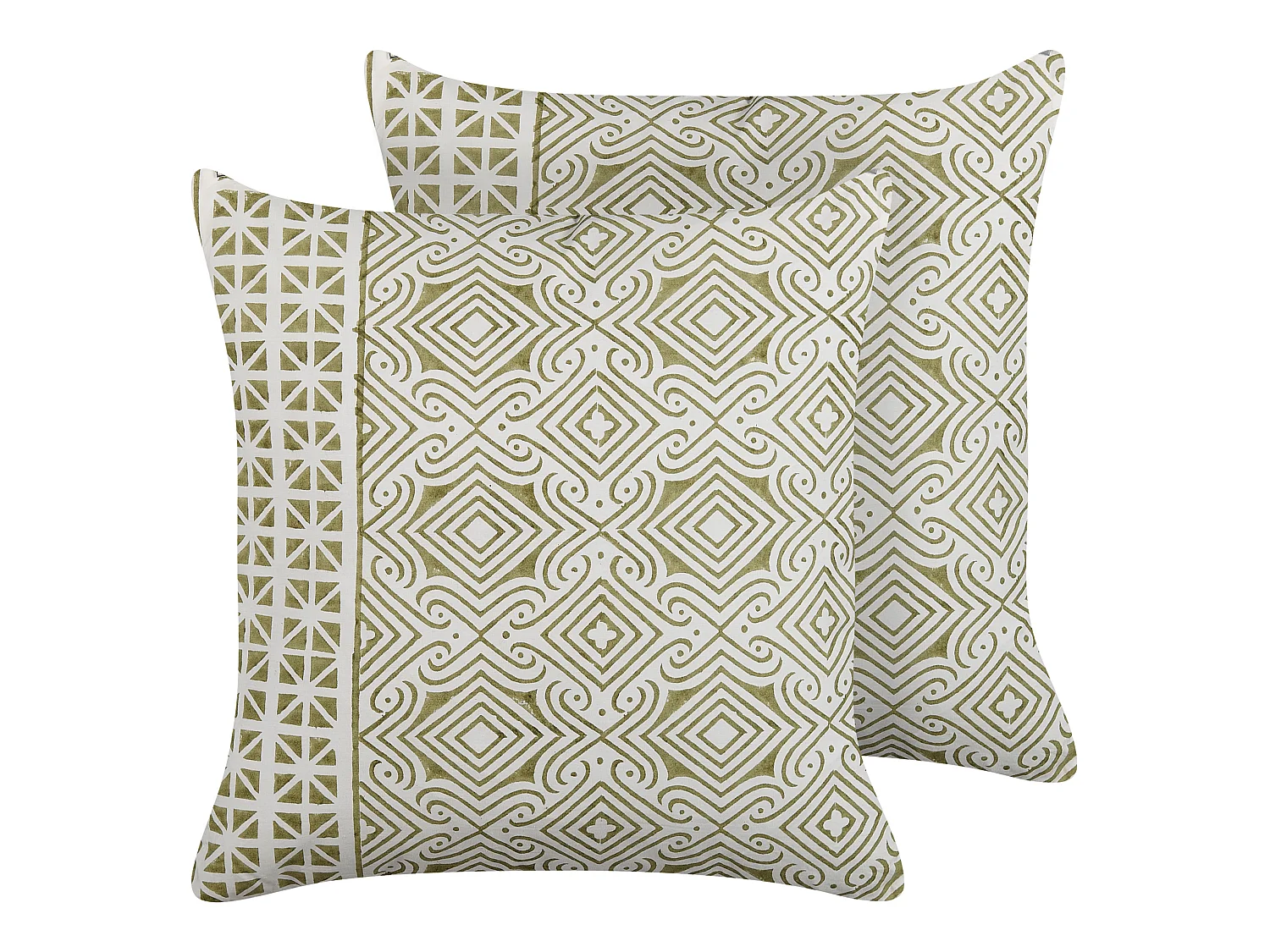 Lot de 2 coussins décoratifs LARICS Coton 45 x 45 cm Vert Motif oriental