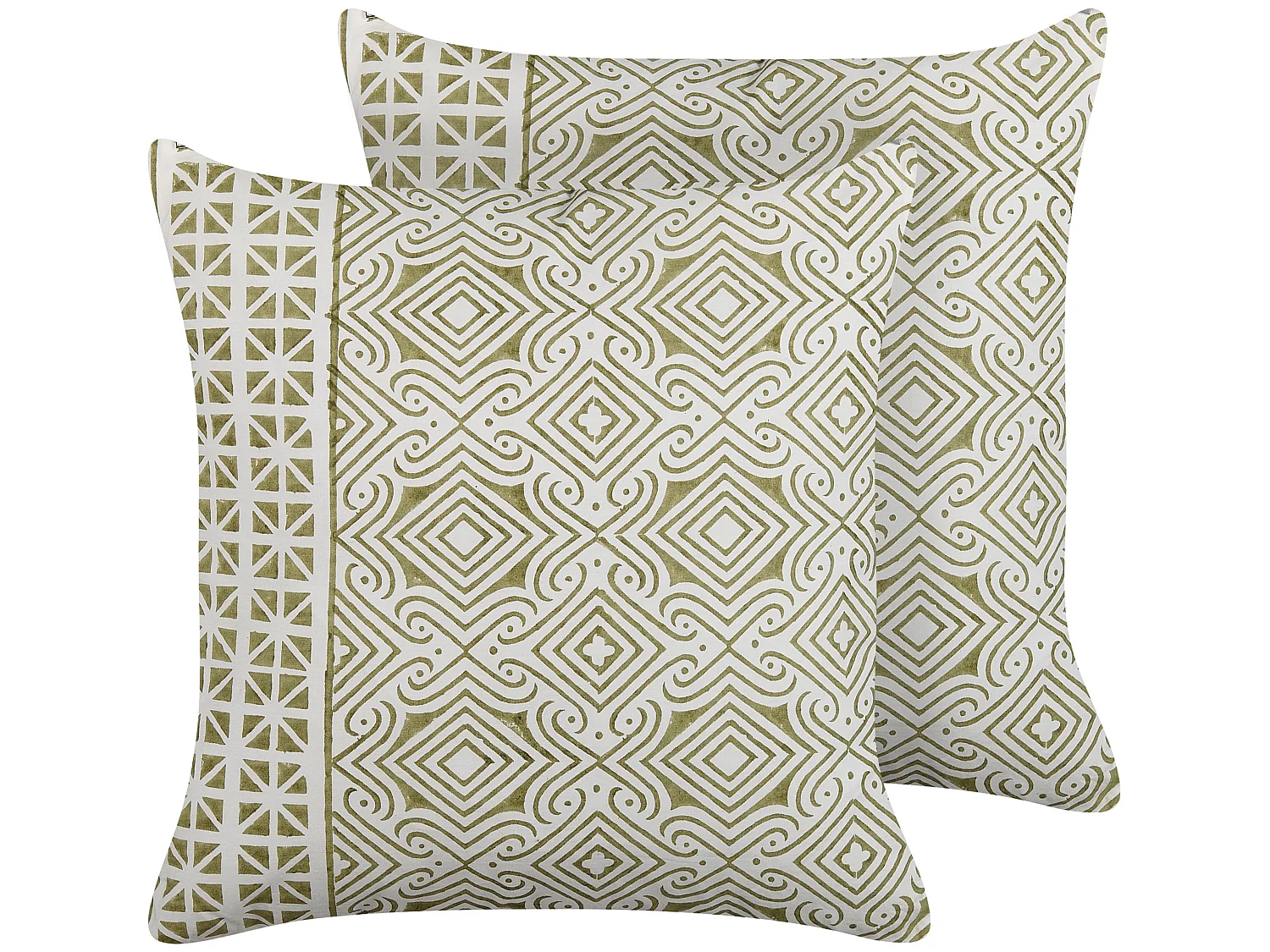 Lot de 2 coussins décoratifs LARICS Coton 45 x 45 cm Vert Motif oriental