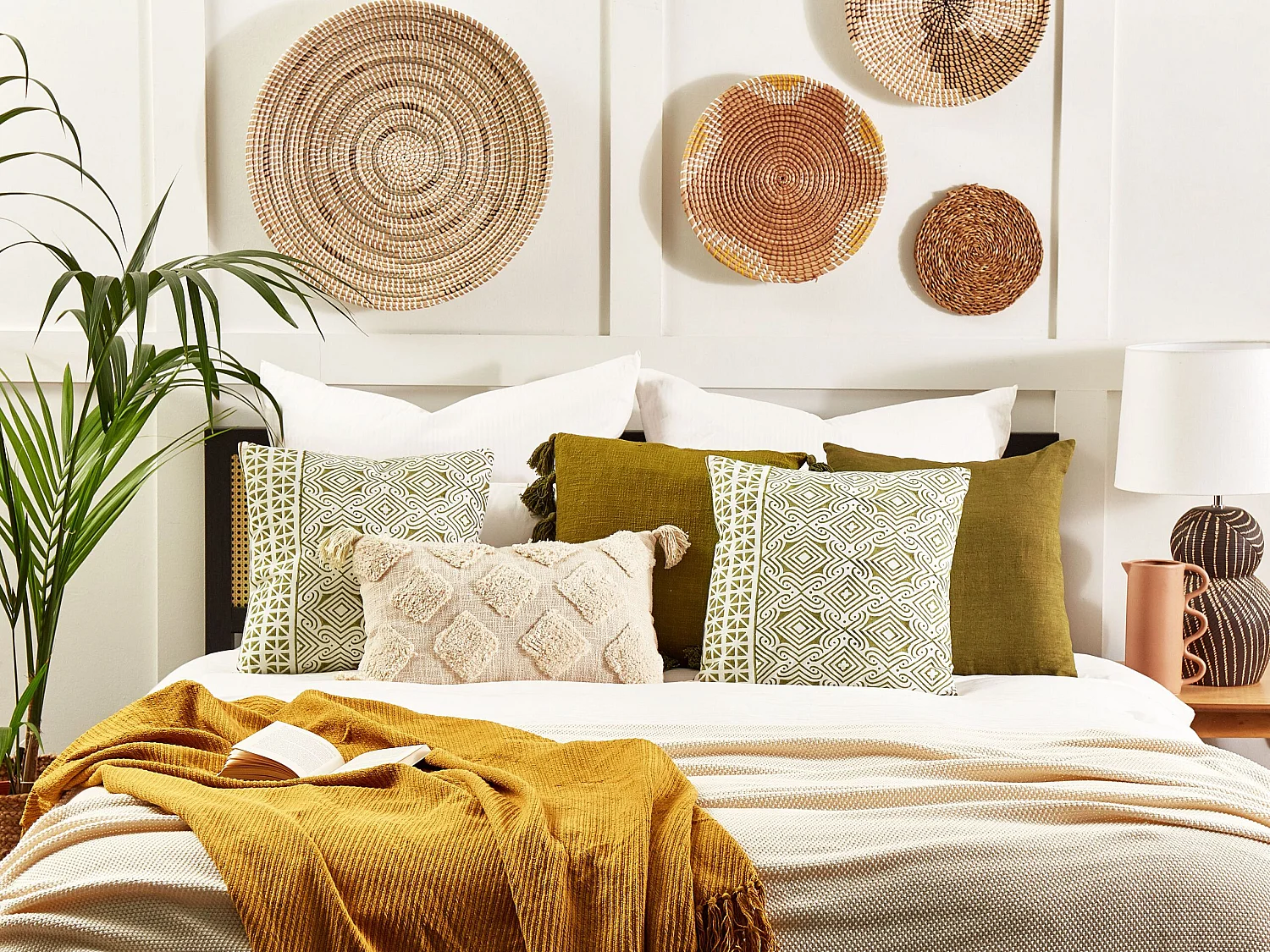 Lot de 2 coussins décoratifs LARICS Coton 45 x 45 cm Vert Motif oriental