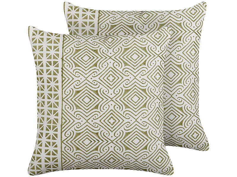 Lot de 2 coussins décoratifs LARICS Coton 45 x 45 cm Vert Motif oriental