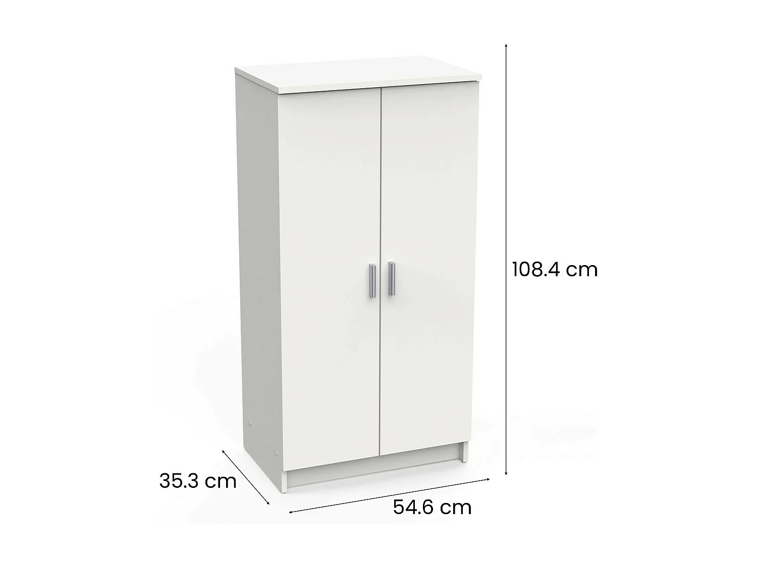 Dmora - Armadio multiuso 2 ante Abram, 55x35 h108 cm, Bianco opaco