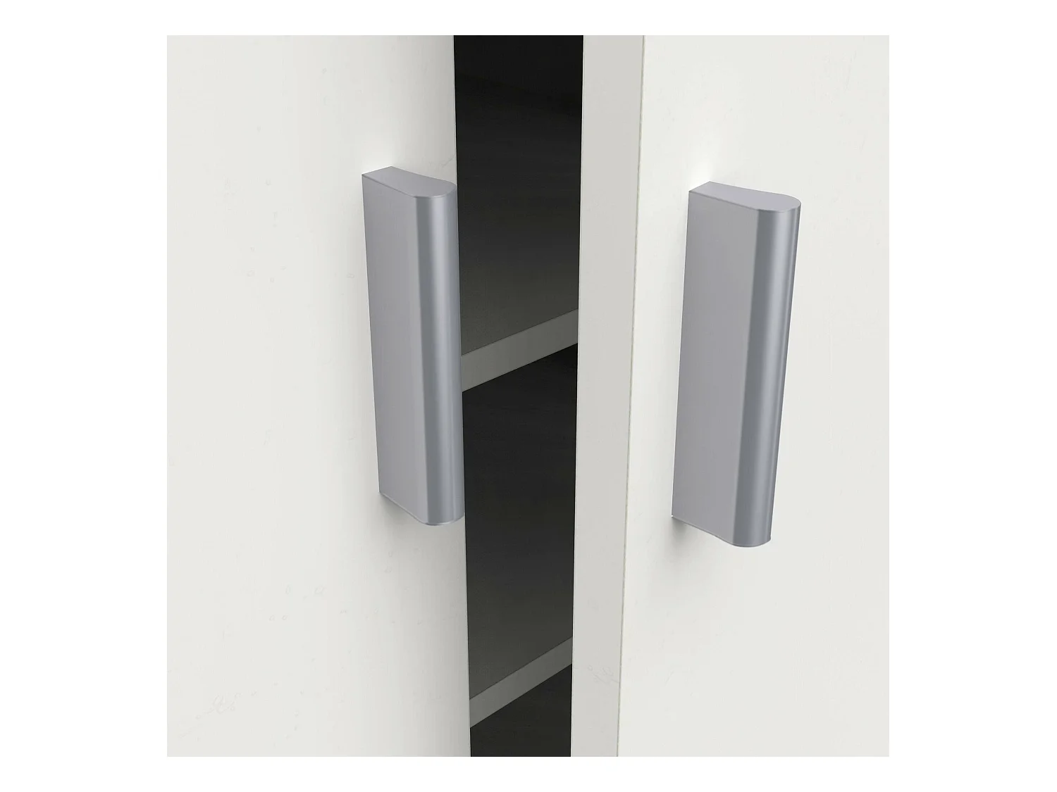 Armario multifunción de dos puertas con seis baldas, color blanco, Medidas 55x36h108 cm