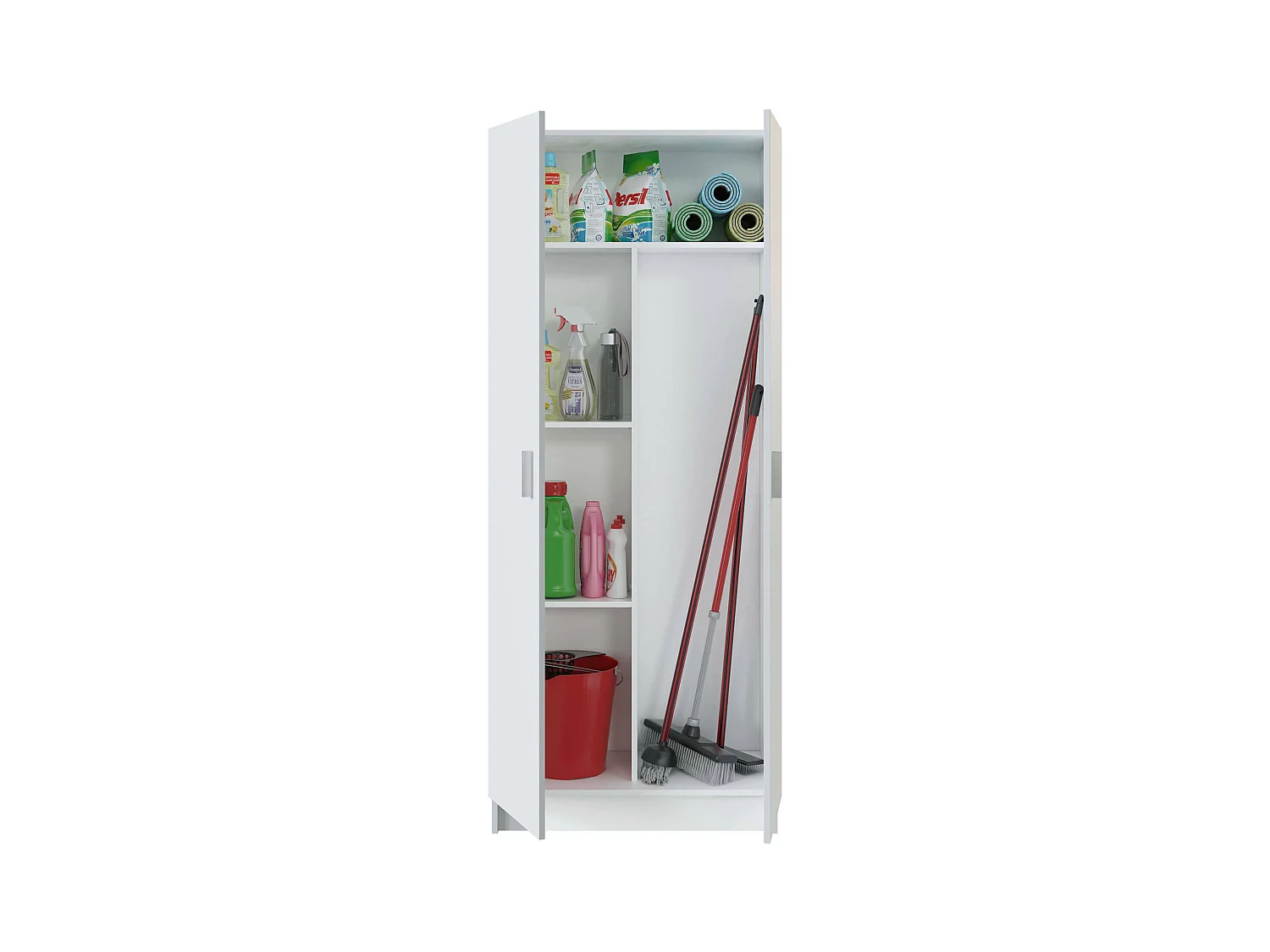 Mehrzweck-Schrank Dabaldi, Besenschrank mit 2 Türen, Schuhregal mit Regalen, Besenkammer, 73x37h180 cm, Weiß