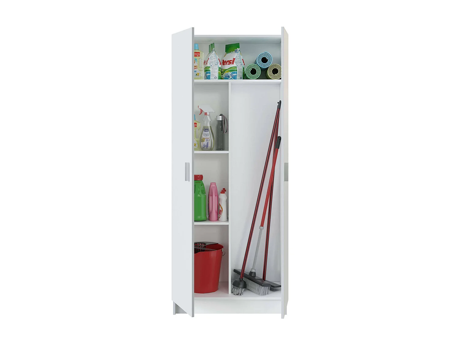 Armário multiuso Dabaldi, Armário porta-vassouras com 2 portas, Sapateira com prateleiras, Armário porta-vassouras, cm73x37h180 cm, Branco