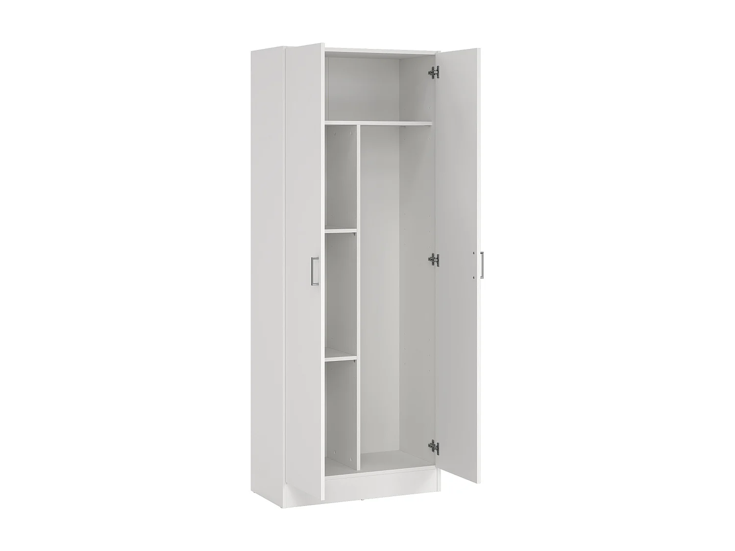 Armario multifunción Dabaldi, Mueble escobero con 2 puertas, Zapatero con baldas, Armario de escobas, 73x37h180 cm, Blanco