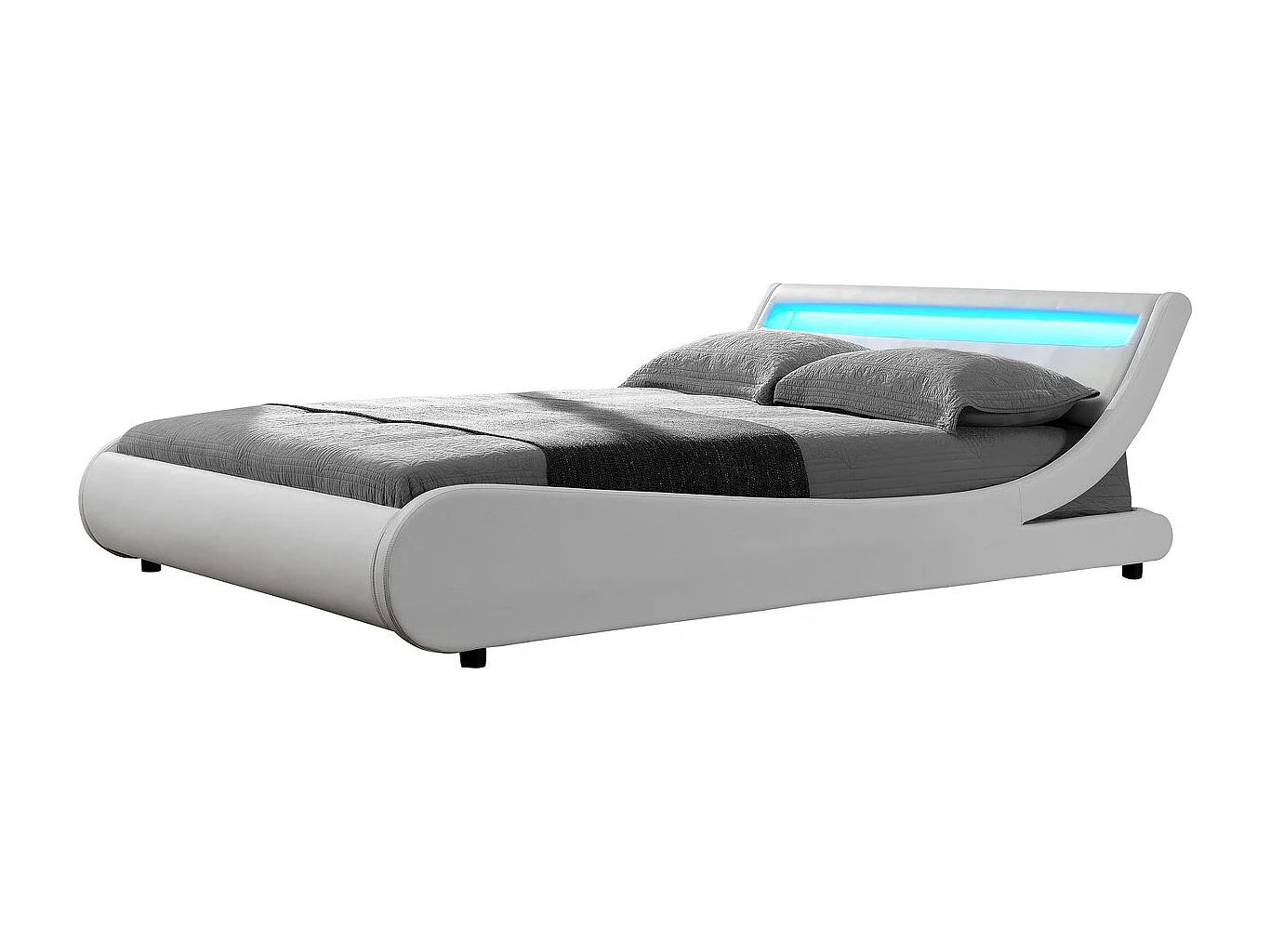 Verlicht LED-bed "Natacha" wit 160 x 200 cm, elegant en comfortabel ontwerp met geïntegreerde LED's